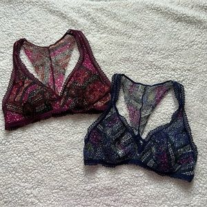 Set of 2 Victoria’s Secret Multicolor Lace Padded Racerback Bralettes Size L